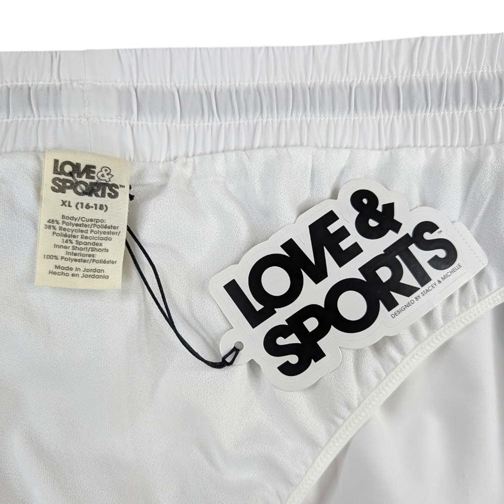 Love & Sports XL Running Shorts White Green Womens Retro Brief Liner Quick Dry - Picture 9 of 11